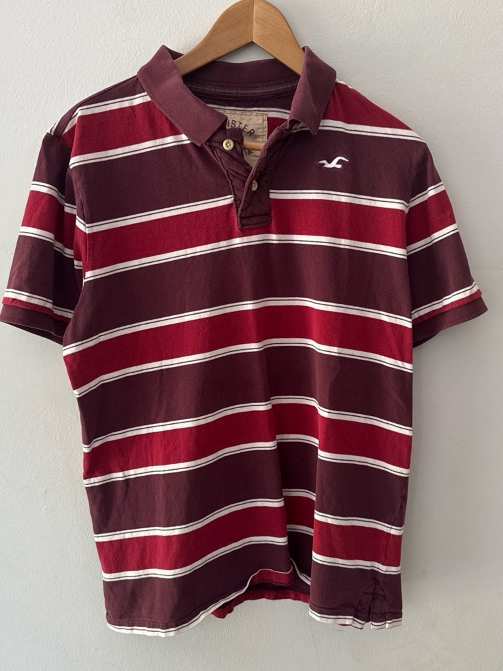 Vintage Y2K 2000s Hollister Red Striped Golfing Polo